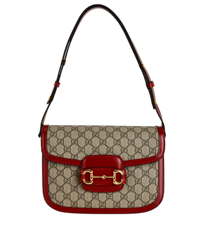 Horsebit 1955 Shoulder Bag, £1,400, Handbags, Beige/Red, Canvas, Front view